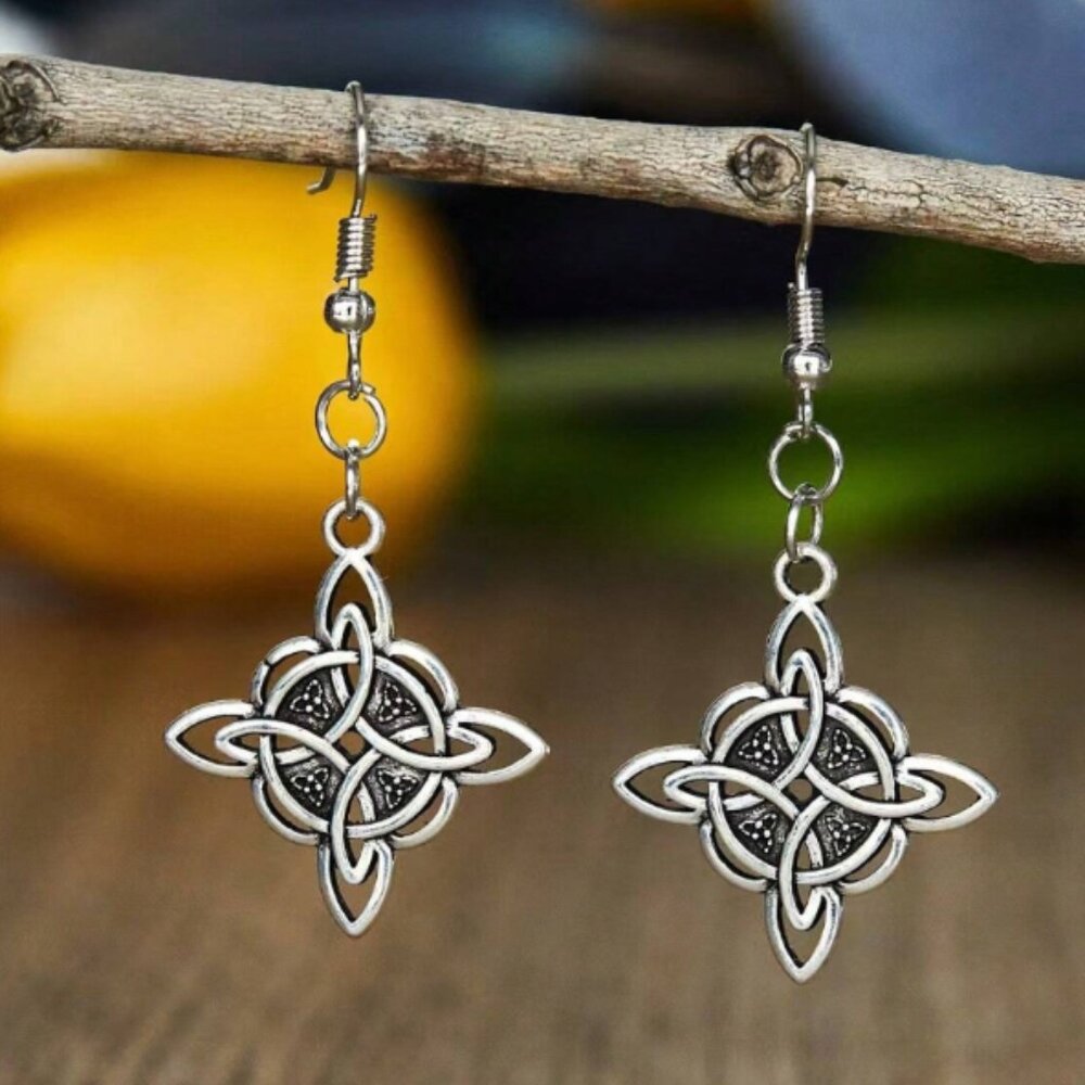 NEW Celtic Dangle Earrings: Stainless Steel Silver Hook Boho Jewelry - BUNDLE